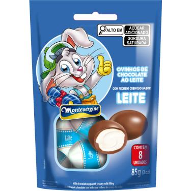 Imagem de Ovinhos de Chocolate Recheio Montevérgine Sabor Leite 85g 8 Unidades Cremoso