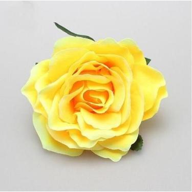 Imagem de Enfeite Arranjo Cabelo Noiva Flor Grande Tecido - Amarelo - De Castro 