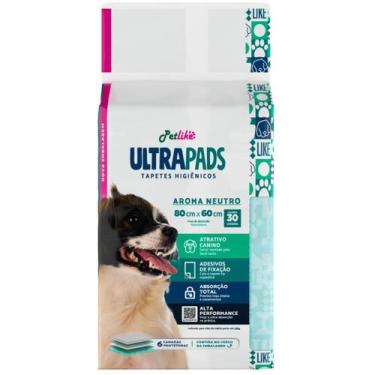 Imagem de Tapete Higiênico P/ Cães Ultra Pads Neutro 80cmx60cm 30und Antivazamen