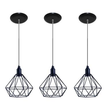 Imagem de Luminária Teto Pendente Aramado Diamante 03 Un