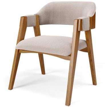 Imagem de Cadeira Para Sala De Jantar E Estar Living Estofada Suran L02 Bouclê Creme - Lyam