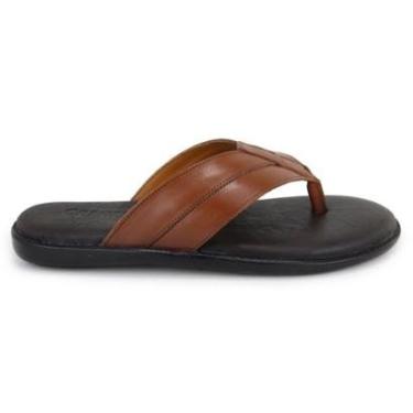 Imagem de Chinelo Sandália Masculino Couro Marrom Dedo Ortopédica-Masculino