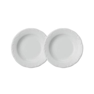 Imagem de Jogo 2 Pratos Fundos Pomerode Brancos 24 cm Porcelana Schmidt