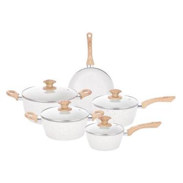 Imagem de Jogo Panelas Cerâmica Travertino Vanilla Marmorizado 3.7mm Alumínio An