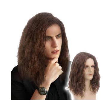 Imagem de Peruca Sintética Masculina Cacheada Na Altura Dos Ombros, Moderna, Cob