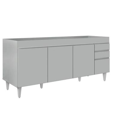 Imagem de Balcão De Cozinha Para Pia 180cm 4 Portas Sem Tampo Dallas Cinza Claro - Lumil