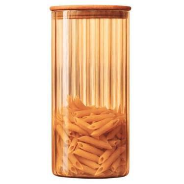 Imagem de Pote de Vidro Hermético Borossilicato Canelado Âmbar 1300ml Mantimento