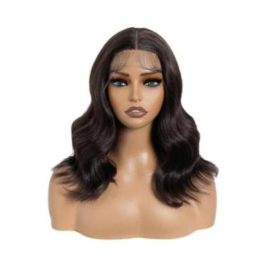 Imagem de Peruca Sintética Ombre Loiro Marrom Com Ondas Corporais E Renda Fronta