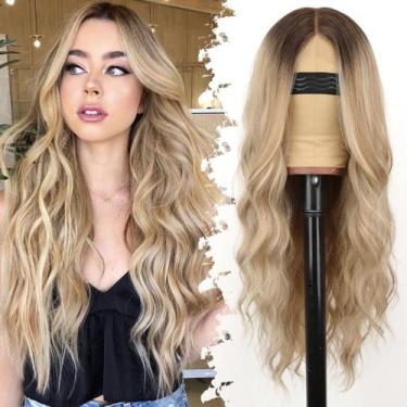 Imagem de Peruca Eawwii Honey Blonde Long Wavy 66 cm sintética para mulheres