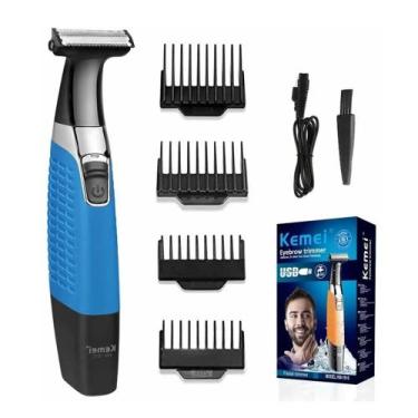 Imagem de Aparador de Pelos e Barbeador Kemei KM-1910 Azul