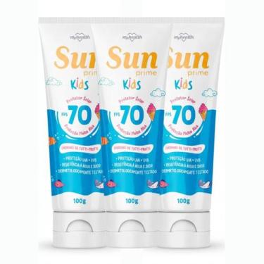 Imagem de Kit 3 Protetor Solar Kids FPS70 Sun Prime 180g Infantil Sol - My Healt