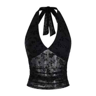 Imagem de Camisa Verdusa Y2k Gothic Halter Top Mesh Sheer Black XS