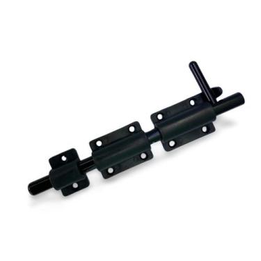 Imagem de Fecho ferrolho porta portao buzio c/furo p/cadeado aluminio preto 20cm