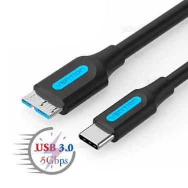 Imagem de Cabo Hd Externo Usb-c Tipo C 3.1 Para Micro B 5gbps Vention, Preto