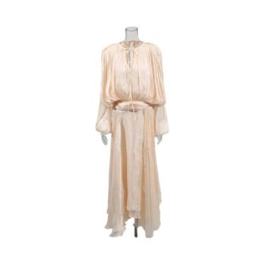 Imagem de Vestido Feminino De Manga Longa Com Decote Redondo, Cintura Alta, Solt