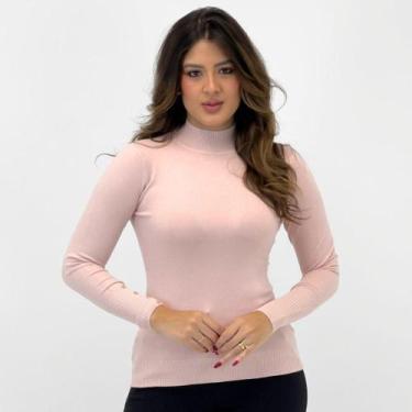 Imagem de Blusa de Lã Dyordhana Básica Gola Alta Feminina, P, Rose