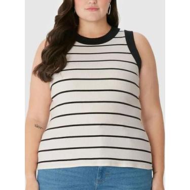 Imagem de Regata Malwee 1000132864 Feminina Plus size Listrada Ribana Algodão T.