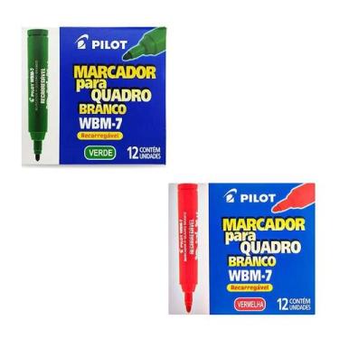 Imagem de Kit Caixa de Pincel Marcador para Quadro Branco Recarregável WBM-7 24 