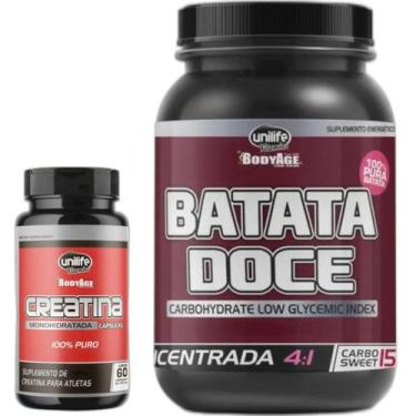 Imagem de Creatina 100% Pura 60 Cáps 720mg + Batata Doce em Pó 1Kg - Unilife