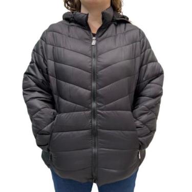 Imagem de Jaqueta feminina plus size city lady puffer nylon 628037, Preto, G3