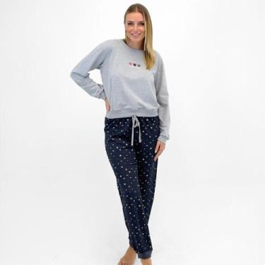 Imagem de Pijama Lupo Moletinho Manga Longa com Calça Estampada Feminino, M, Cin