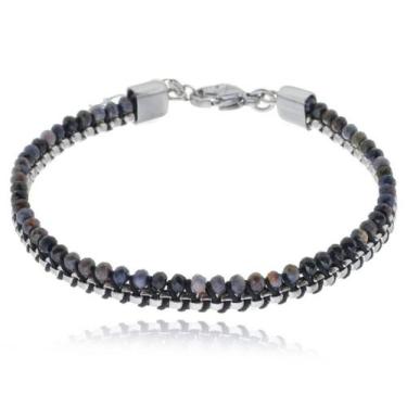 Imagem de Bracelete De Aço Com Detalhes Em Cristais Tamanho 21 Cm - Rosso Design