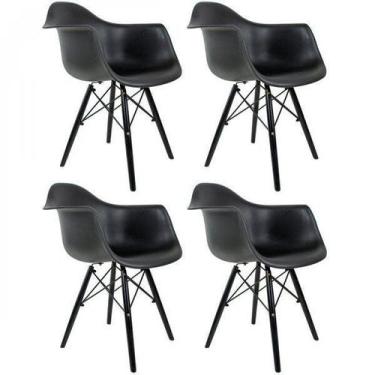 Imagem de Kit 4 Cadeiras Polipropileno Eames Arm Dsw Preto - Empório.