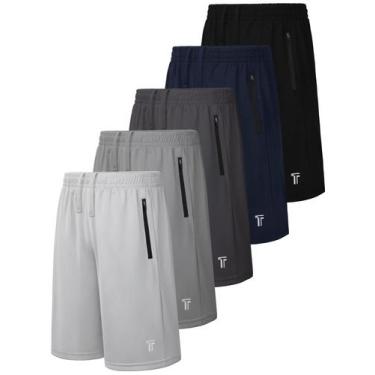 Imagem de Shorts Esportivos Masculinos Tuliara 5 Unidades Secagem Rápida com Zíp