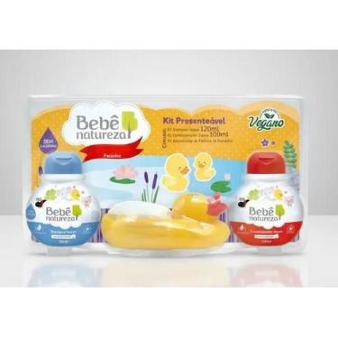 Imagem de Kit Banho Bebe Natureza Suave Shampoo Condicionador e Saboneteira