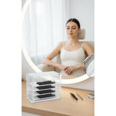 Imagem de 2x Porta Cílios Acrílico Transparente 5 Placas Organização P - Congrat