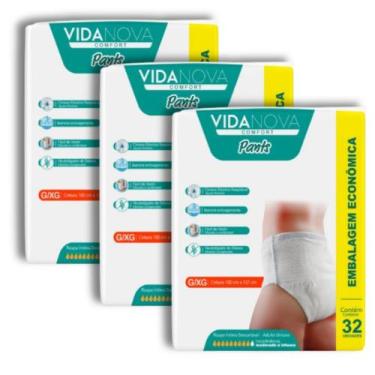 Imagem de Kit 3 Fralda Calça Vida Nova Comfort Pants Geriátrica Incontinência - 