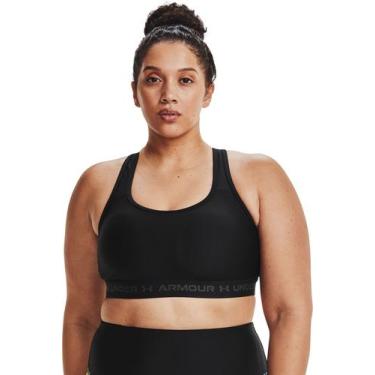 Imagem de Top de Treino Plus Size Feminino Under Armour Crossback Mid Bra, Preto