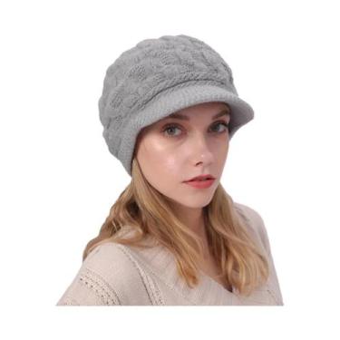 Imagem de Gorro De Lã Quente E Grosso Com Ponto Trançado, Pelúcia, Proteção Cont