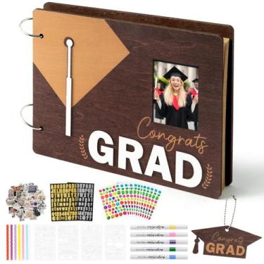 Imagem de Álbum de Scrapbook TICIAGA Kit de Formatura em Madeira com 30 Páginas