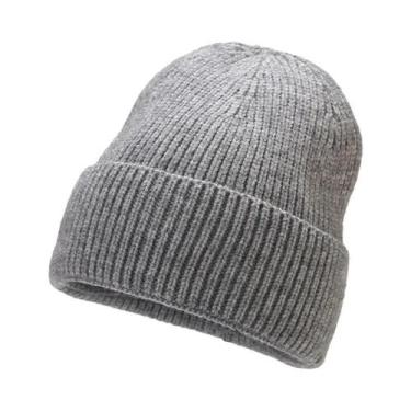 Imagem de Gorro Unissex Quente De Malha Elástica Em Cor Sólida Para Uso Diário N