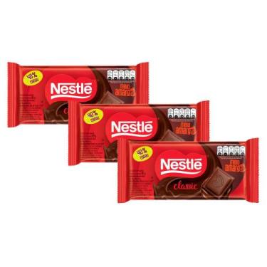 Imagem de Kit 3 Chocolate Nestlé Classic Meio Amargo 80g