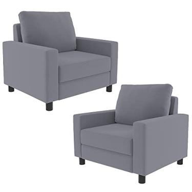 Imagem de Kit 02 Poltronas Decorativas Para Sala De Estar E Recepção Malta L02 Suede Cinza - Lyam Decor