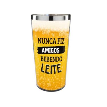 Imagem de Copo Termico Cerveja Nunca fiz amigos bebendo leite