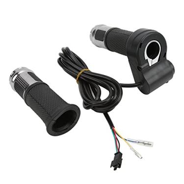 Imagem de SPYMINNPOO 1 par de guidão de acelerador E-Bike com visor de tensão de bateria para bicicleta elétrica (prata)