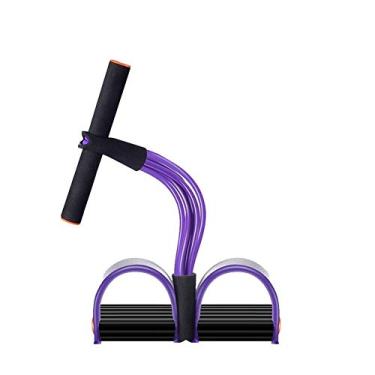 Imagem de SDJZXHN Pulseira Resistente a Pedal, Roxa Preta 4 Tubos Pulseira de Ioga Elástico Corda de Ajustar Equipamento para Sit-up Bodybuilding Expansor Abdômen Exercício Braço Esticar Cintura