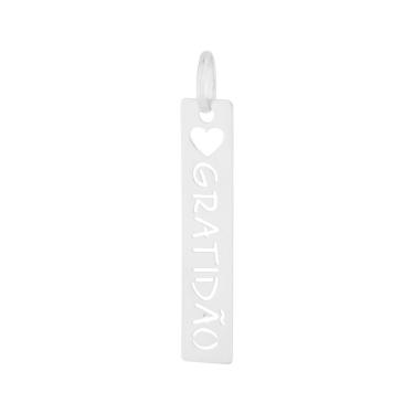 Imagem de Pingente Aço Placa Feelings Gratidão 32x6mm