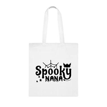 Imagem de Bolsa tote Spooky Nana, Spooky Nana, presente para vovó assustadora, bolsa de ombro Spooky Nana, bolsas reutilizáveis Spooky Nana, presente para vovó de netos s, Branco
