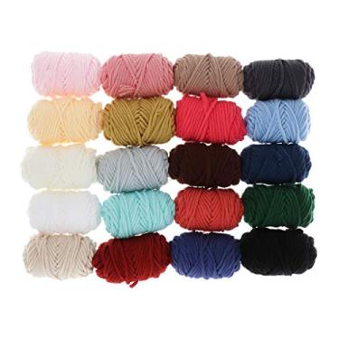 Imagem de kowaku 20 peças de fio de tricô à mão, fio de crochê, algodão, 20 cores de linha de bordado,