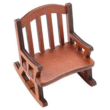Imagem de Móveis para casa de bonecas, bem projetada, peso leve 1:12 Cadeira de balanço de madeira em miniatura Cadeira de balanço de casa de bonecas, generosa e elegante para presentes Página inicial