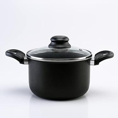 Imagem de Caldeirão 22cm Antiaderente Preto com Tampa de Vidro Médio Não Gruda