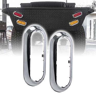 Imagem de 2 peças de 15,24 cm de moldura cromada oval [modelo compatível: TBL6110] [instalação de encaixamento] [cobertura de parafusos] para lanternas traseiras de reboque de montagem em superfície TBL6110