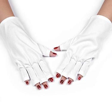 Imagem de Qudai 1 par de luvas de proteção Luvas anti-sem dedos protegem as mãos de com LED Gel Verniz para unhas Lâmpada de secagem Manicure Ferramenta para unhas BD