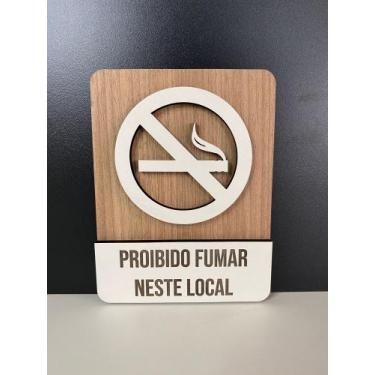 Imagem de Placa De Sinalização Proibido Fumar Neste Local / Não Fume - Mdf - Par
