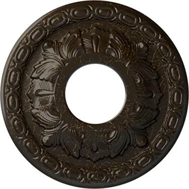 Imagem de Ekena Millwork CM11LFACS Medalhão de teto pintado à mão, cobre antigo, 11 3/8"OD x 3 5/8"ID x 1 1/8"P (Fits Canopies up to 4 3/4"), Hand-Painted Stone Hearth Crackle