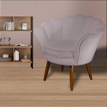 Imagem de Poltrona Decorativa Estofada Para Quarto Closet Pétala Suede Rose - LM DECOR